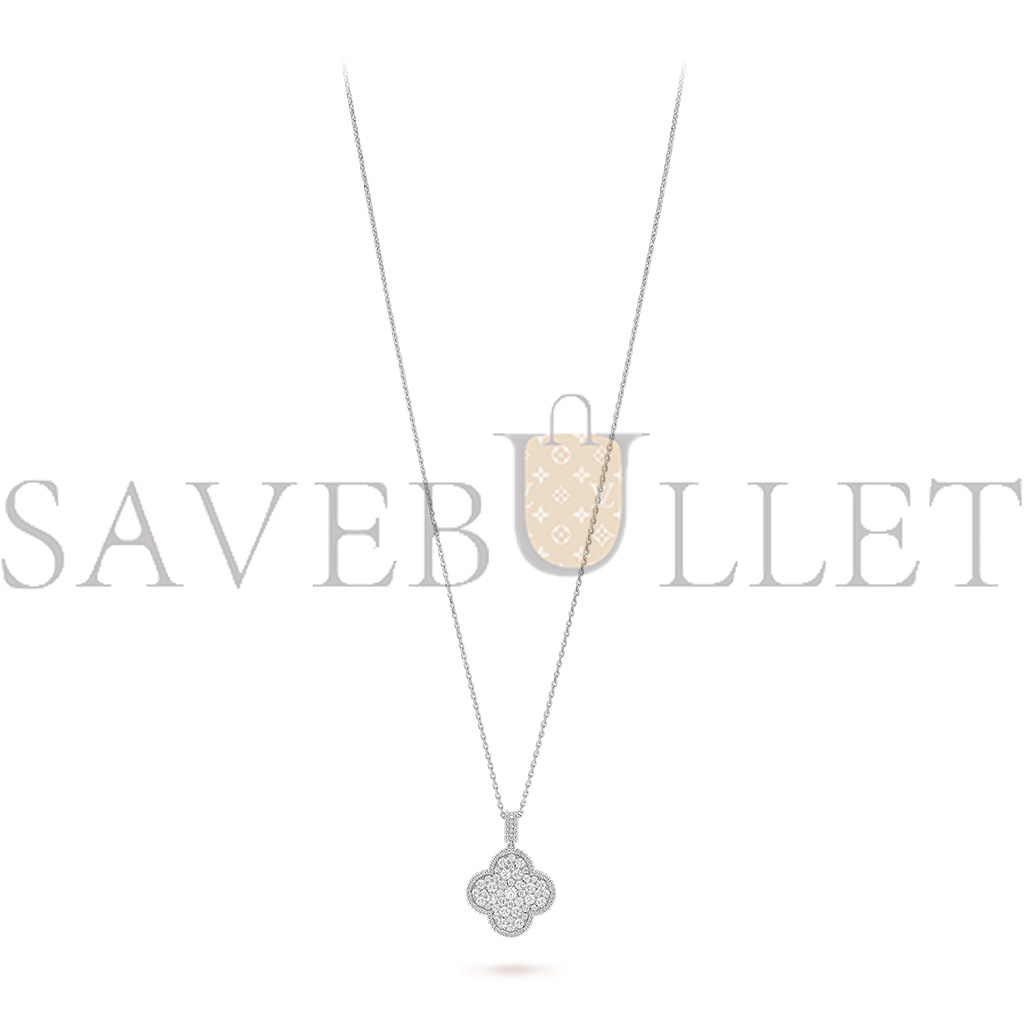 v*n cl**f & ar**ls magic alhambra long necklace, 1 motif - white gold, Di*m*nd  vcaro49o00